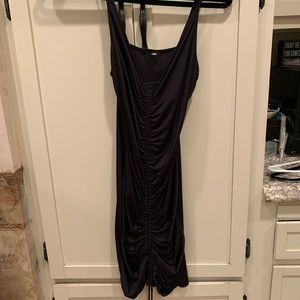 Ruched black tank dress